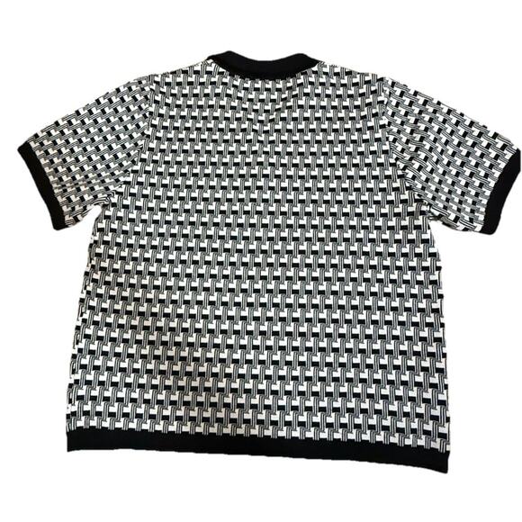 ADRIANNA PAPELL Women’s Pullover Short Sleeve Collared Black & White Sweater L - Picture 2 of 7